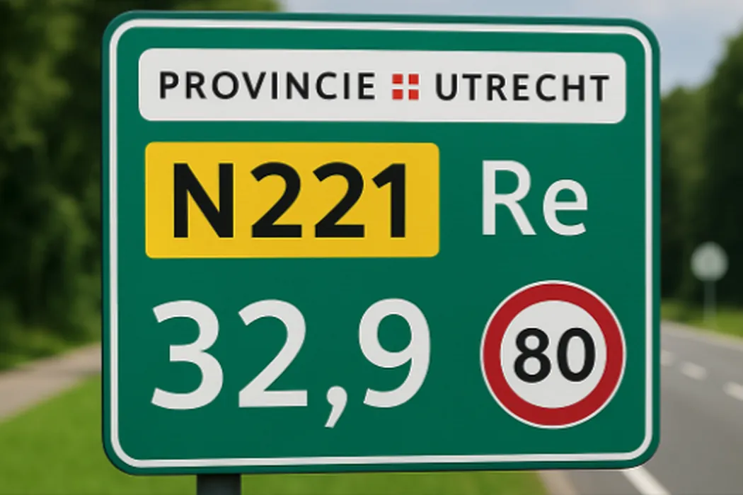 Wegbord van Provincie Utrecht langs de N221